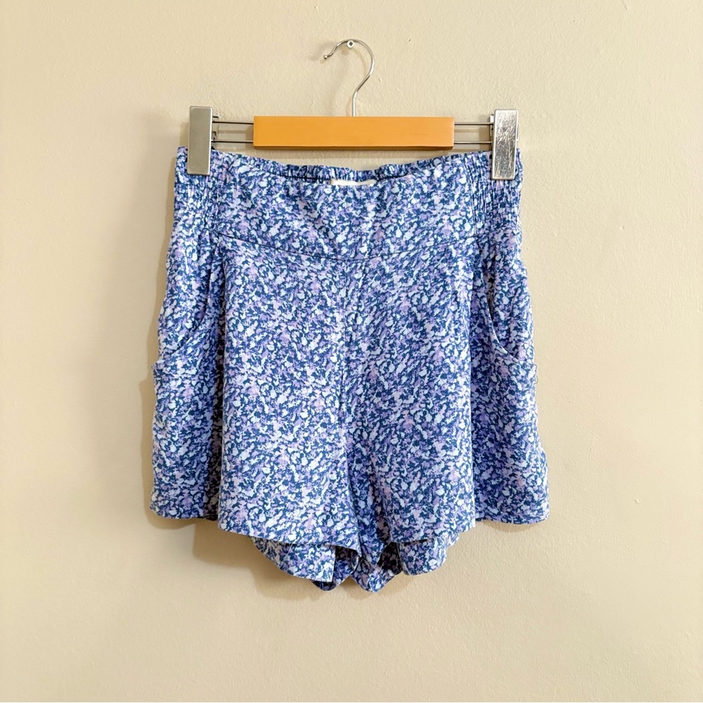 Talula Blue Floral High Waist Shorts
